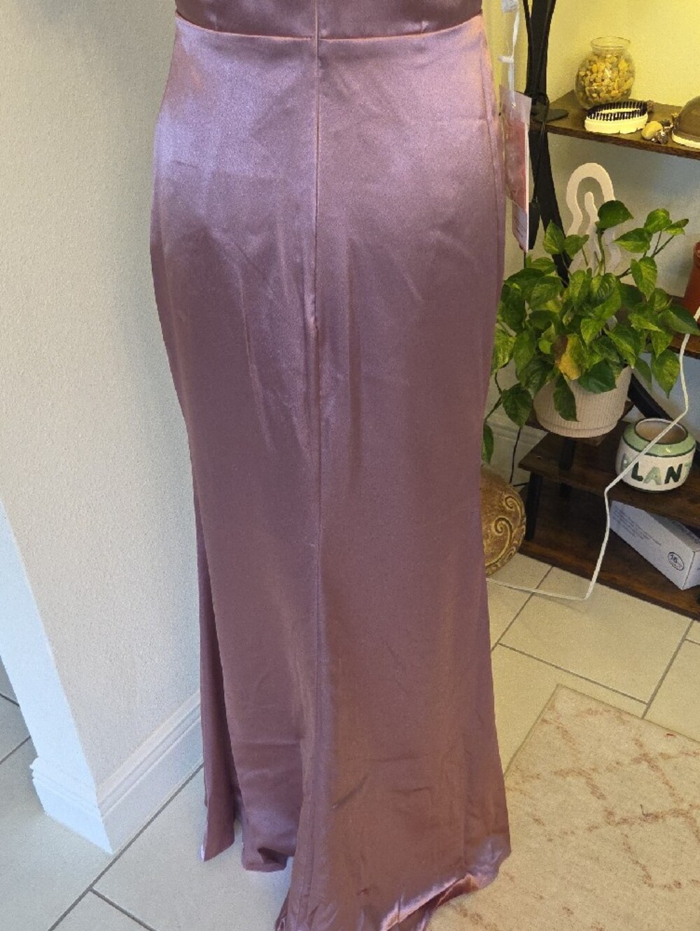 JJs House One-Shoulder Mauve Pink Satin Evening Gown. 0375 - Picture 8 of 11